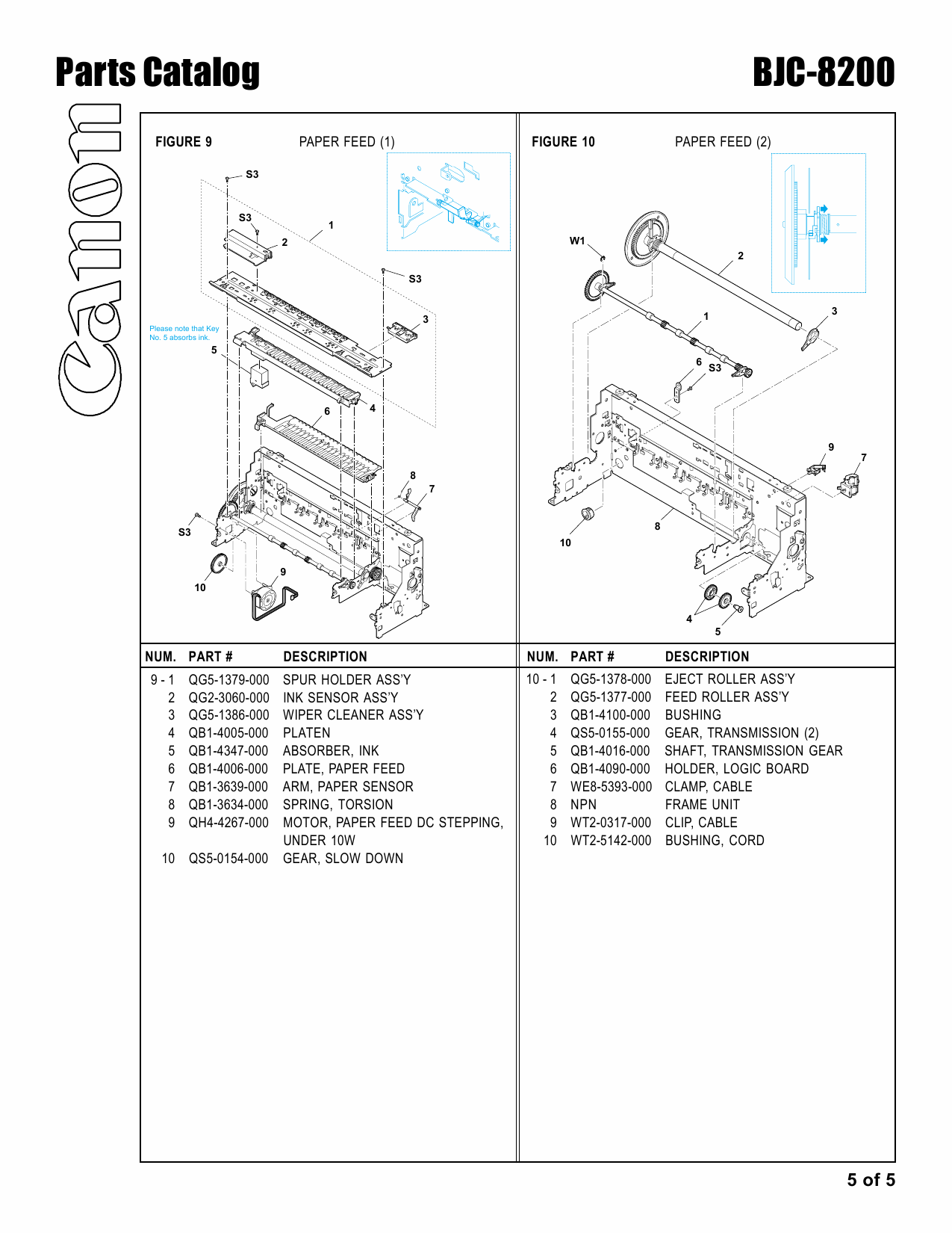Canon BubbleJet BJC-8200 Parts Catalog Manual-6